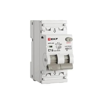 Дифференциальный автомат PROXIMA АВДТ-63N 30мА 1P+N тип AС EKF D63N26E16C30