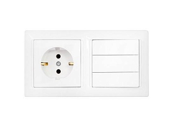ВЫКЛЮЧАТЕЛЬ 3-клавишный+розетка 1-я с заземлением 3В-РЦ-695, Стиль, Bylectrica