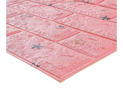 Декоративная 3D панель, самоклеящаяся, Звездное небо розовый кирпич, 700x770мм