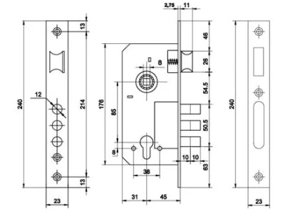 Корпус замка 2000 хром PALLADIUM