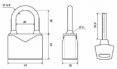 Замок навесной 900S-40, Palladium