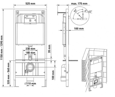 Комплект BERGES: инсталляция NOVUM525 + унитаз EGO Rimless, сидение дюропласт Toma Slim SO