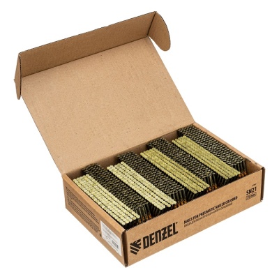 Гвозди для пневматического нейлера 3.05x75 мм, с крашеной поверхностью, 2000 шт, Denzel 57697