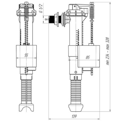 Арматура для смывных бачков с боковой подачей 1/2'' АНИ Пласт WC5010