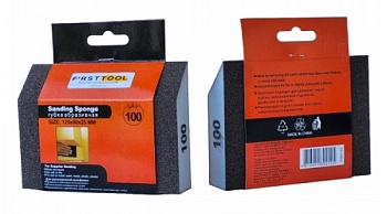 Губка шлифовальная угловая Р100 125х90х25мм FIRSTTOOL F060192