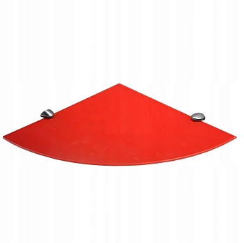 Полка стеклянная вкладная 250x250x6мм угловая красная СТЕКЛОЛЮКС