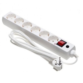 Сетевой фильтр 6 розеток с заземлением, 2 м, белый ETP 77512