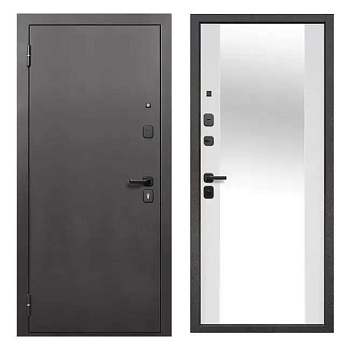 Дверь входная металлическая Зеркало 860 L Guard антик серебро-белый матовый