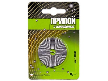 Припой ПОС-61 трубка, спираль D 1.5 мм в блистере ( с канифолью), Векта 191007