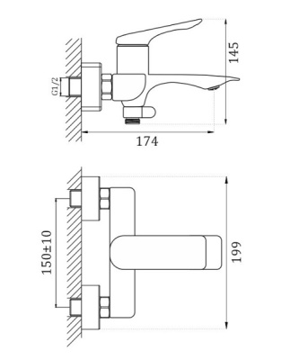 Смеситель для ванны Adara Graphite VALFEX VF.60816-3