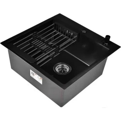 Мойка кухонная WGS35050BD графит декор Wisent (сифон W02-114B, дозатор WW405B, коландер W302644B)