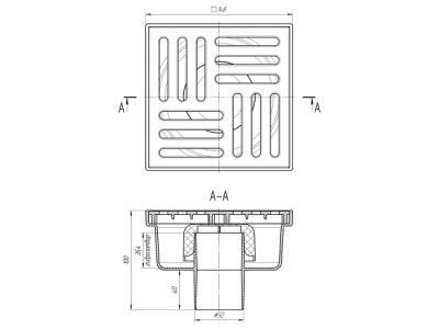 Сливной трап вертикальный D50 с гидрозатвором, решетка пластик, 150х150мм (ТА5210) Ани Пласт