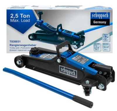 Домкрат гидравлический подкатной, 2 т, h подъема 90-400 мм, Scheppach Sch-T830031