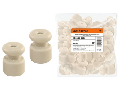 Изолятор керамический для ретро провода ЭКО (25 шт), TDM (сосна)