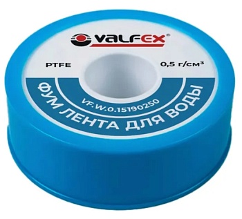 Фум-лента для воды 15м х 19 мм х 0,25 мм, белая VALFEX