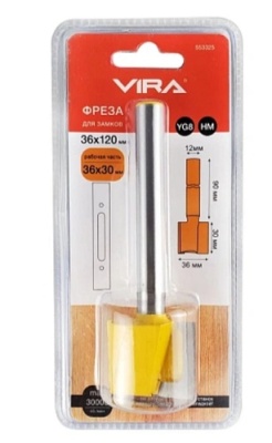 Фреза для замков 36х120 мм, хвостовик 12мм, VIRA 553325