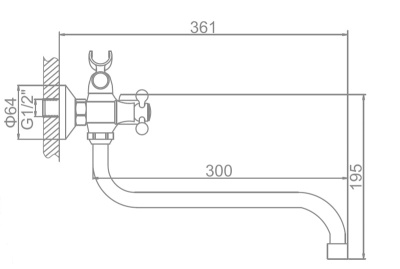 Смеситель для ванны и душа LF82308 Loffrey