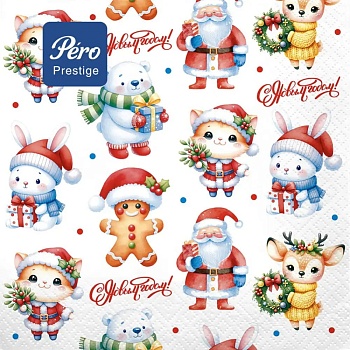 Салфетки бумажные Сказочные помощники, 33*33см 3 слоя, 20шт.