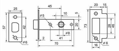 Защелка межкомнатная 100 BLACK Фабрика Замков