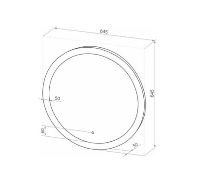 Зеркало Rinaldi Led d 645 64.5х64.5 см Континент (подсветка, сенсор, подогрев)