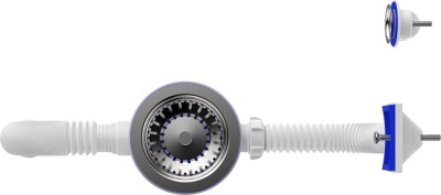 Сифон для мойки 3 1/2"х40 с металлической решеткой с ситечком, с гофротрубой 40х40/50, Aquant B0178-20-MR