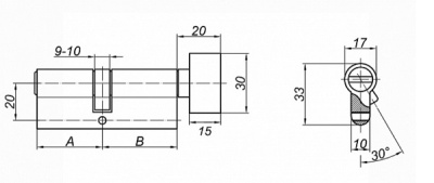 Цилиндровый механизм ZN 70 (30x40) C BK AB Palladium