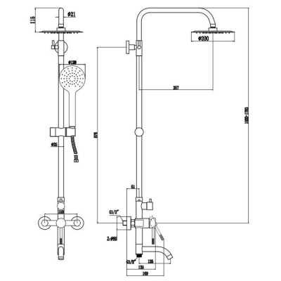 Душевая система Vessel со смесителем VODA VST220VSL