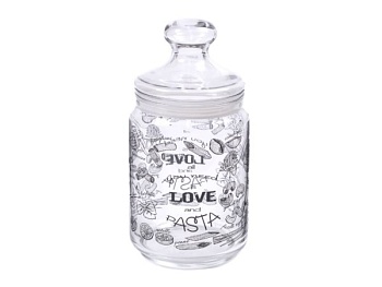Банка для сыпучих продуктов стеклянная 1000 мл Love Pasta, P6016